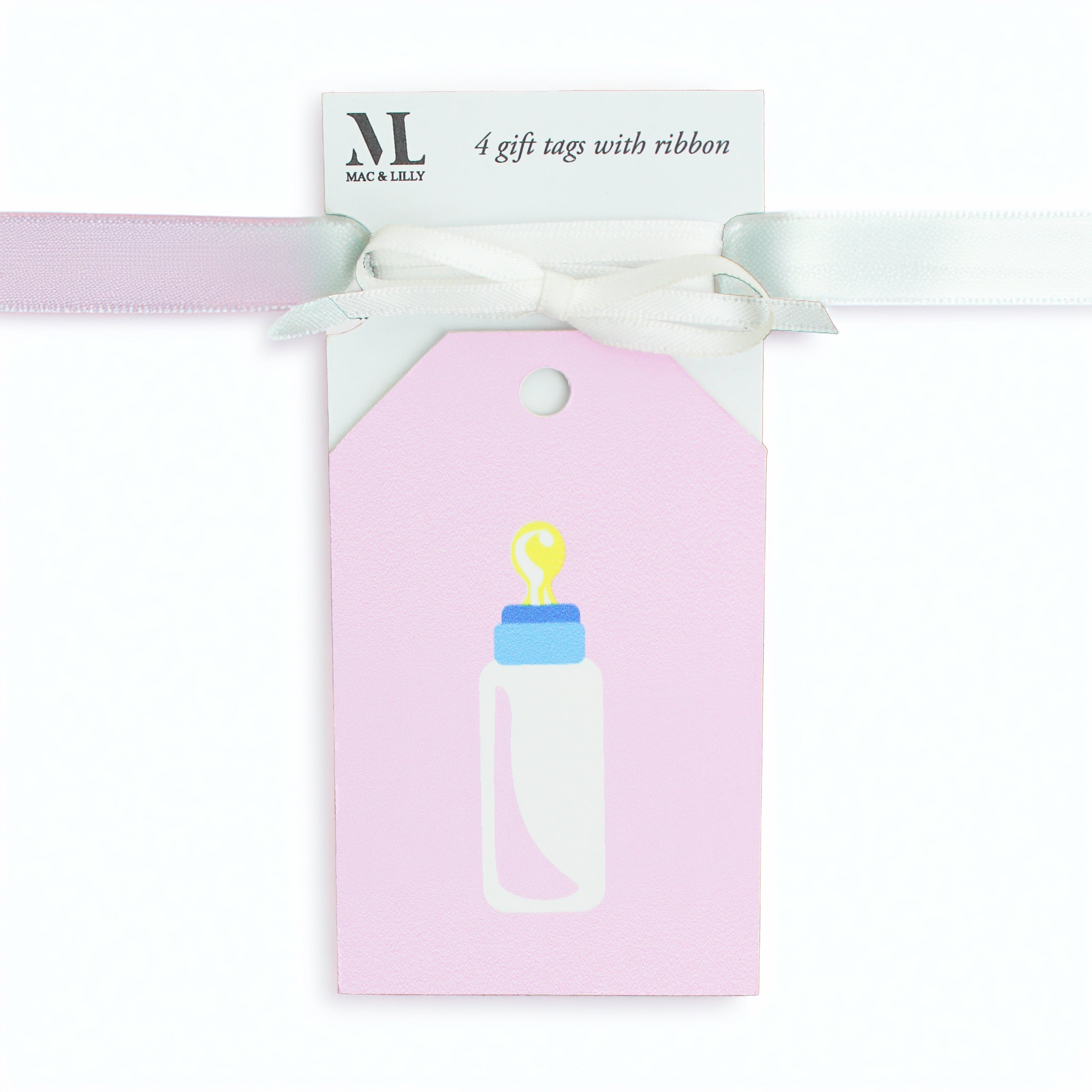 Baby Bottle Luxury Gift Wrap Set – Pink or Blue with Matching Tags
