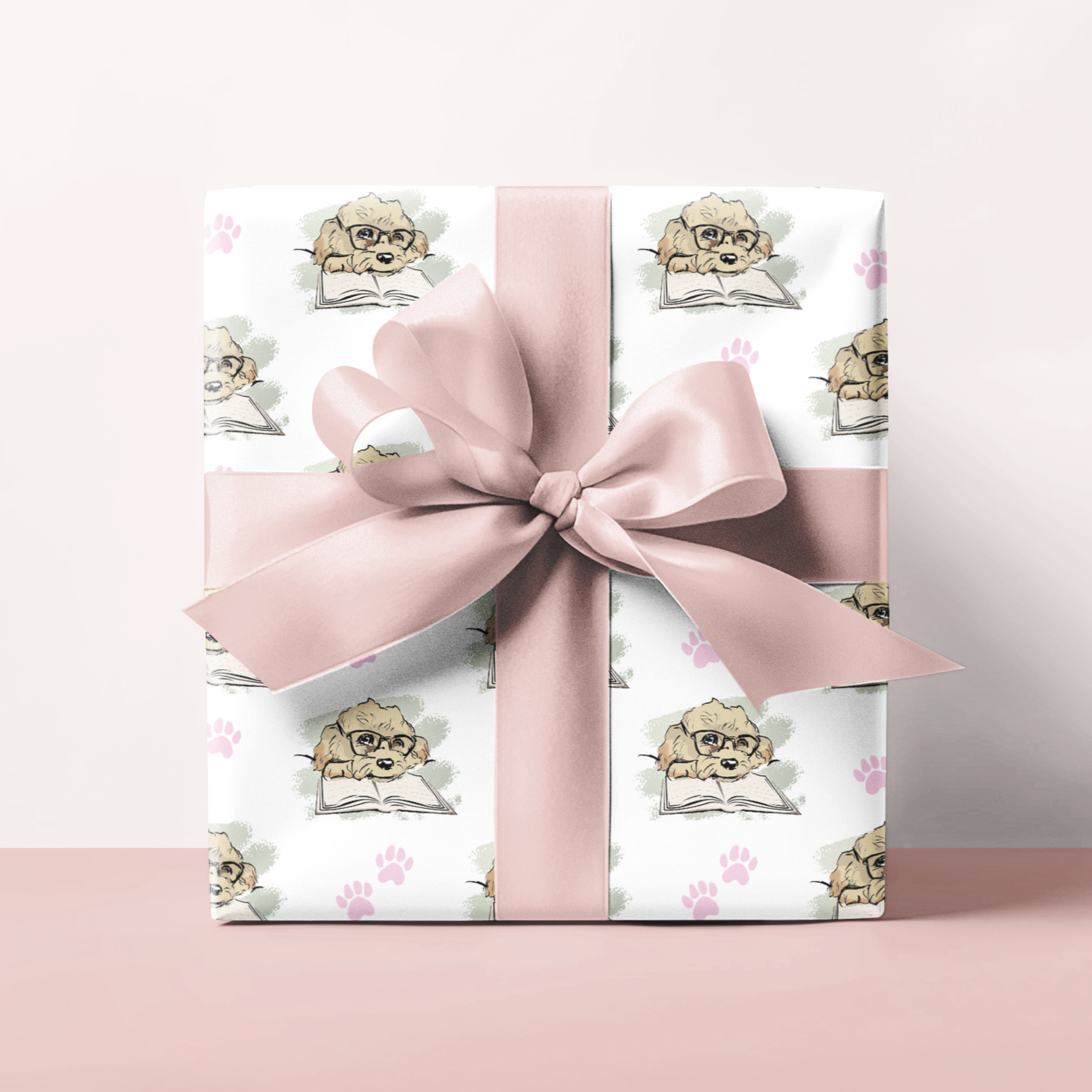 cavapoo cockapoo doodle dog gift wrap pink paws