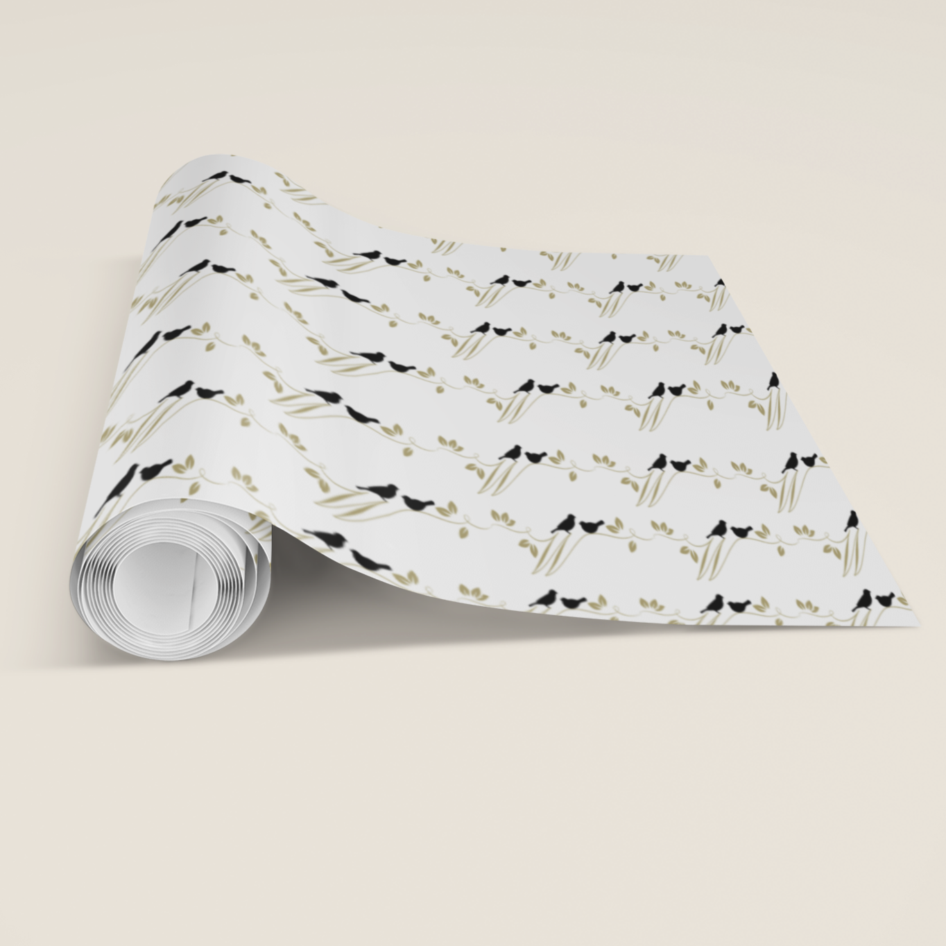 Elegant Bird on Branch Gift Wrapping Paper Set