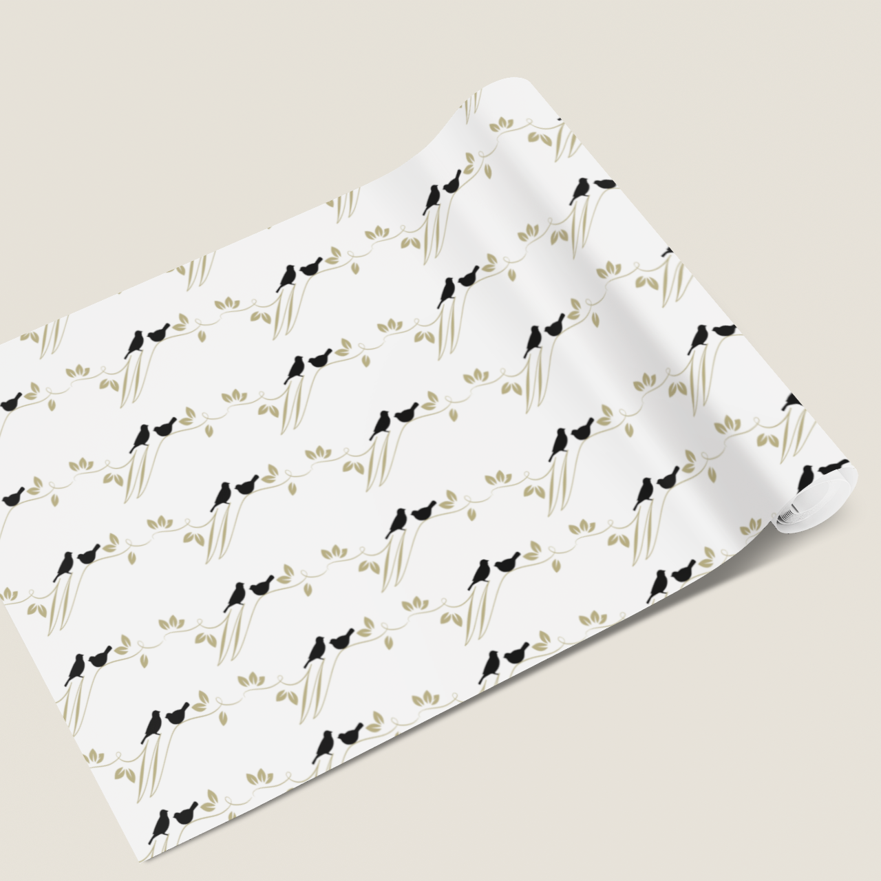 Elegant Bird on Branch Gift Wrapping Paper Set