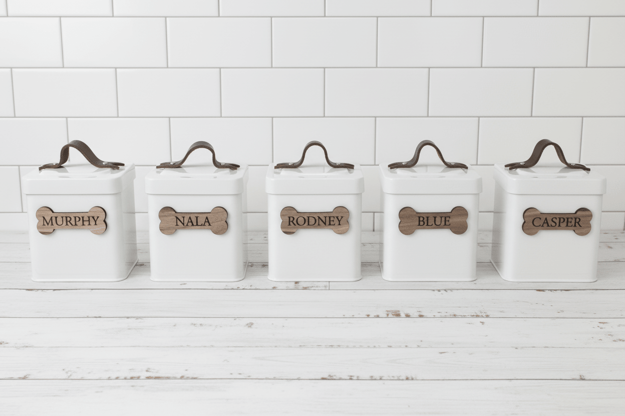 Personalised Farmhouse Pet Treat Tin - Mac and Lilly