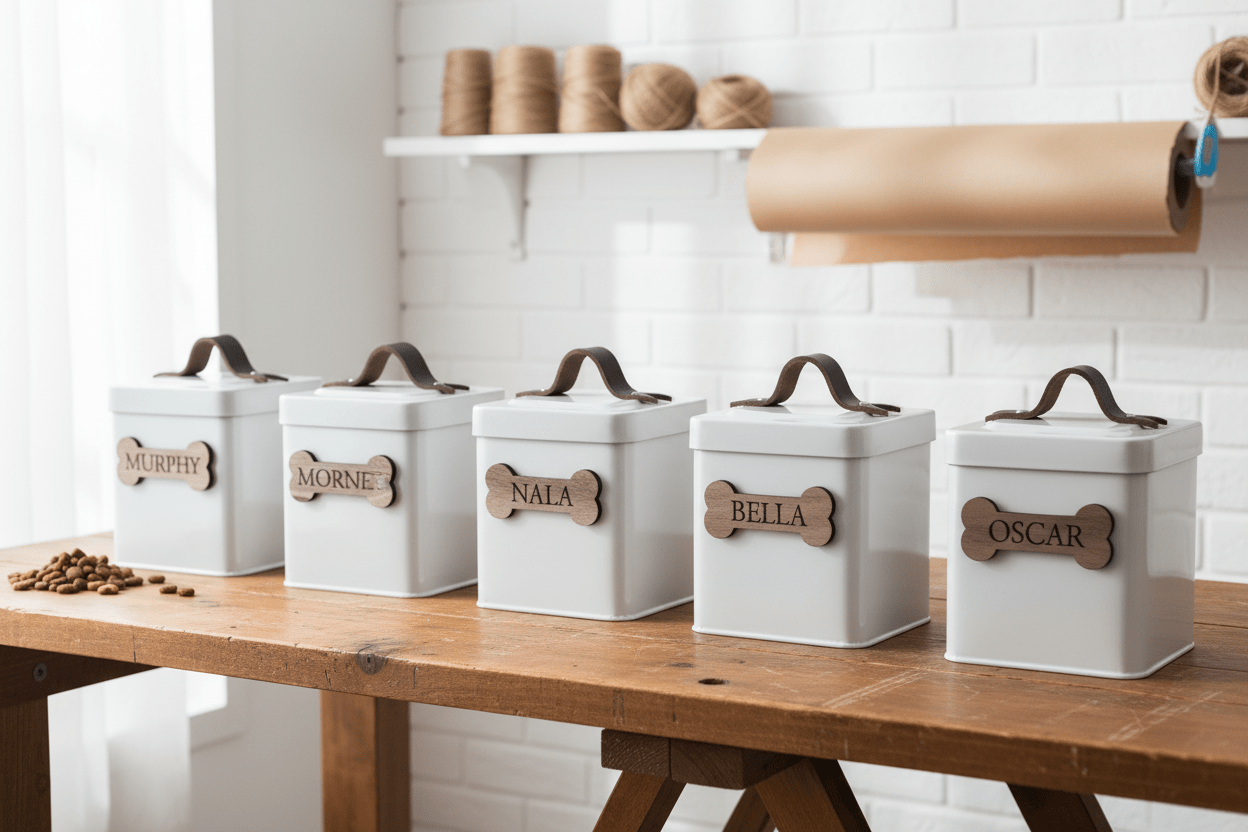 Personalised Farmhouse Pet Treat Tin - Mac and Lilly