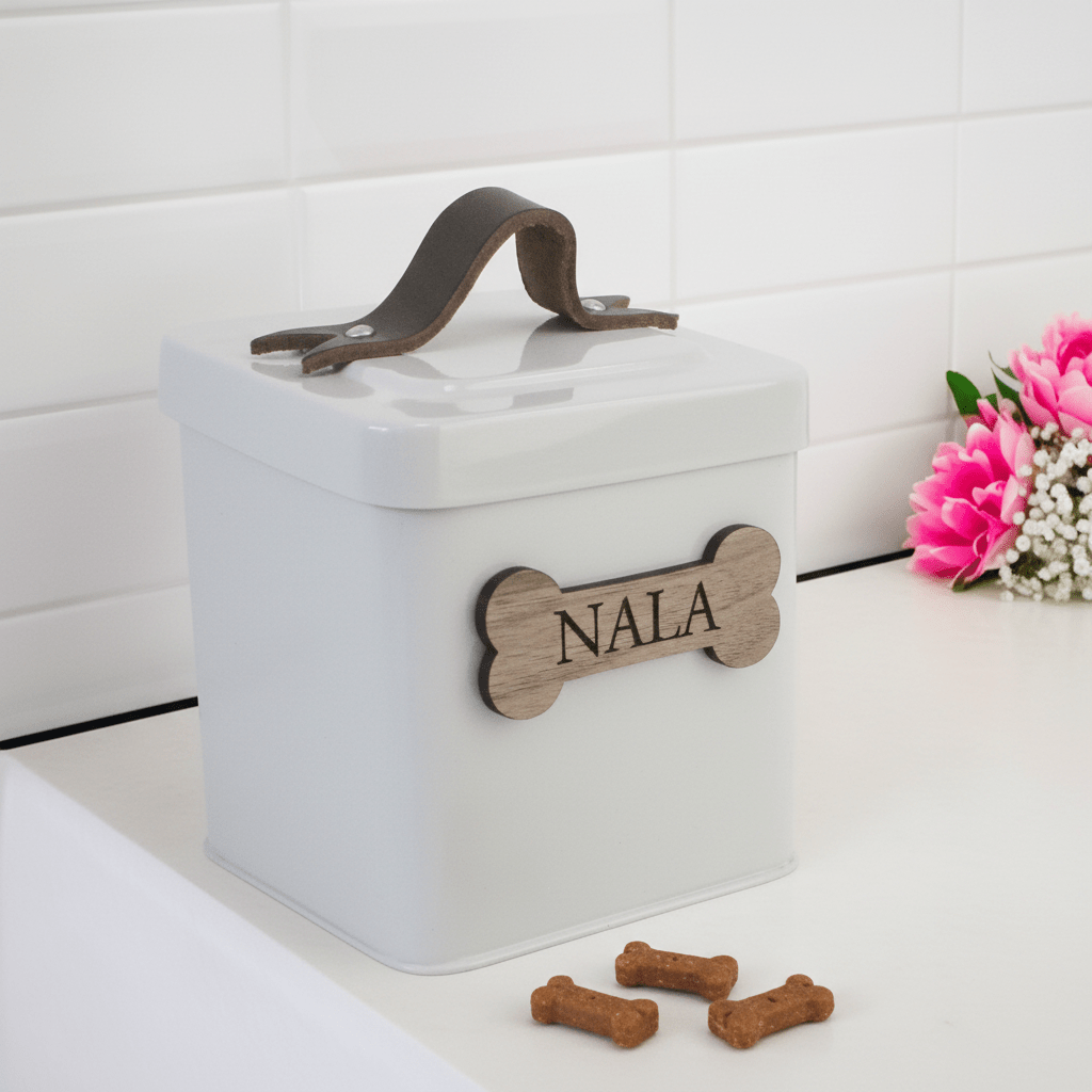 Personalised Farmhouse Pet Treat Tin - Mac and Lilly