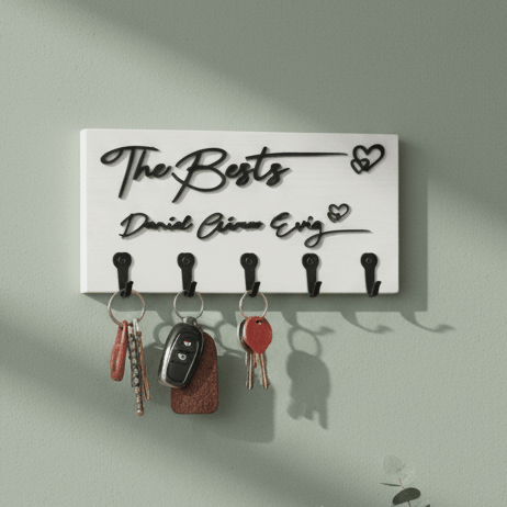 Personalised Wall - Mounted Key Holder| Natural Raised Plywood Lettering (Copy) - Mac and Lilly