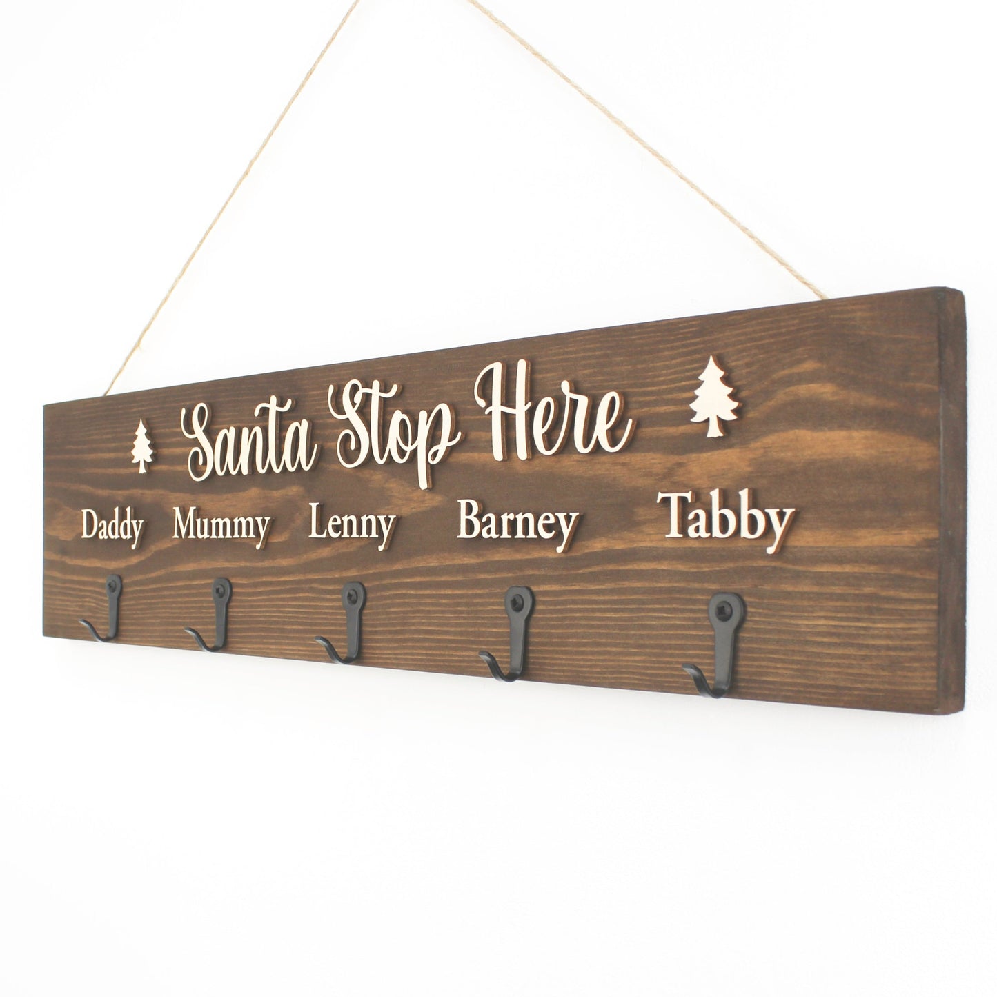 Personalised 'Santa Stop Here' Christmas Stocking Hanger'