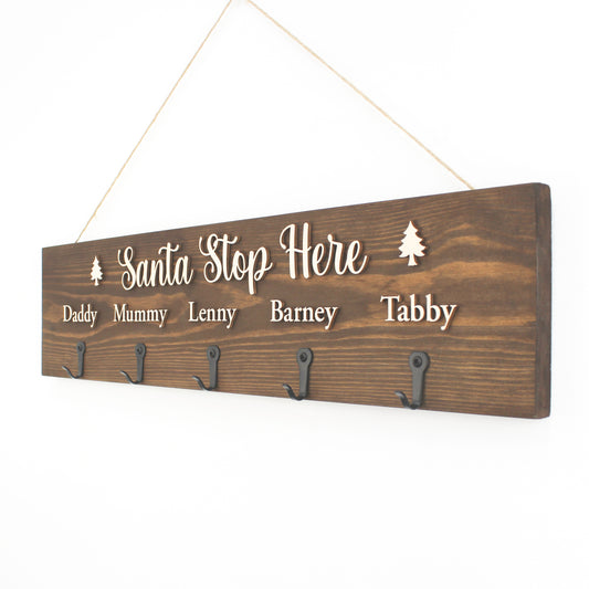 Personalised 'Santa Stop Here' Christmas Stocking Hanger'