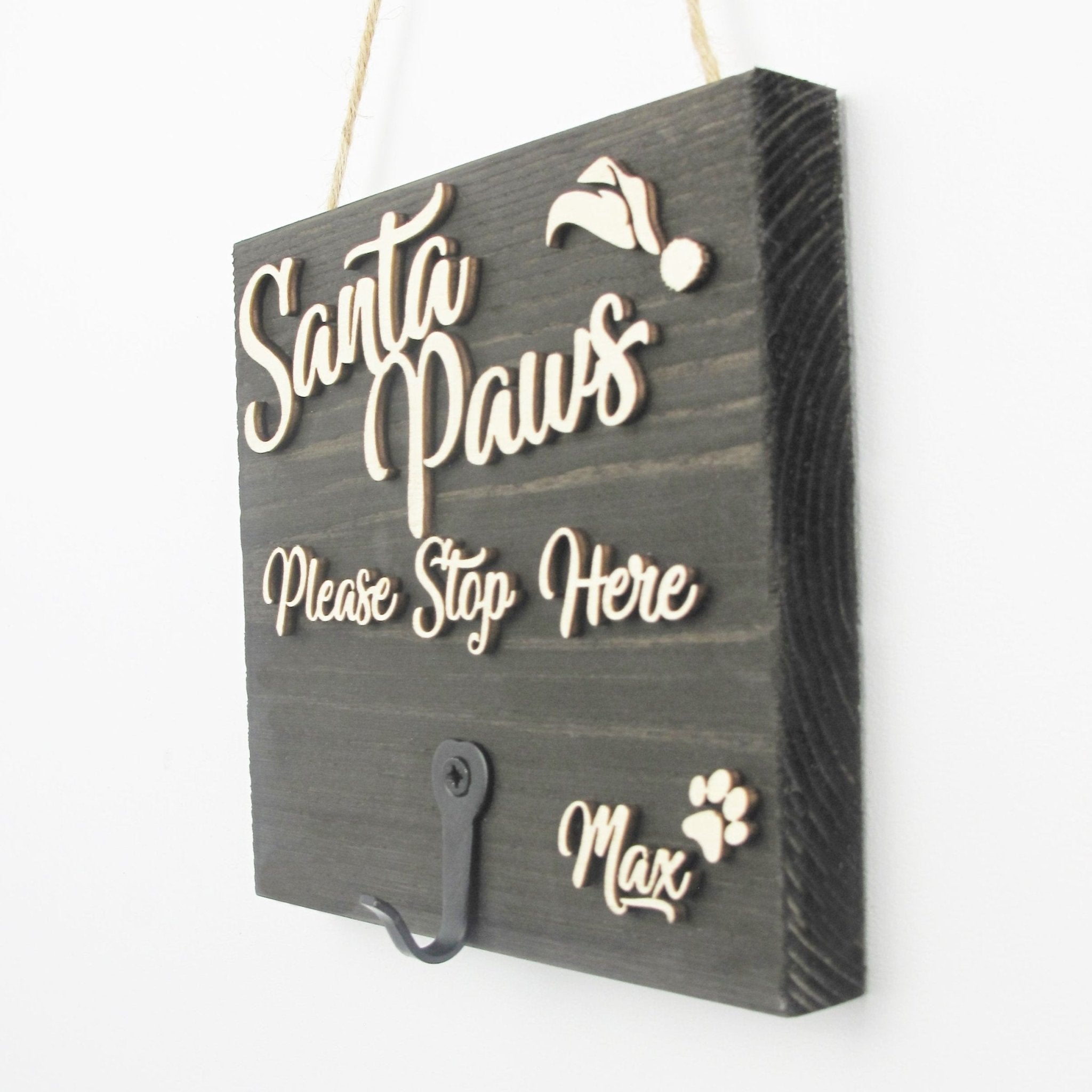 Pets Christmas Stocking Hanger - 'Santa Paws Please Stop Here' - Mac and Lilly