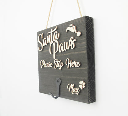 Pets Christmas Stocking Hanger -'Santa Paws Please Stop Here'