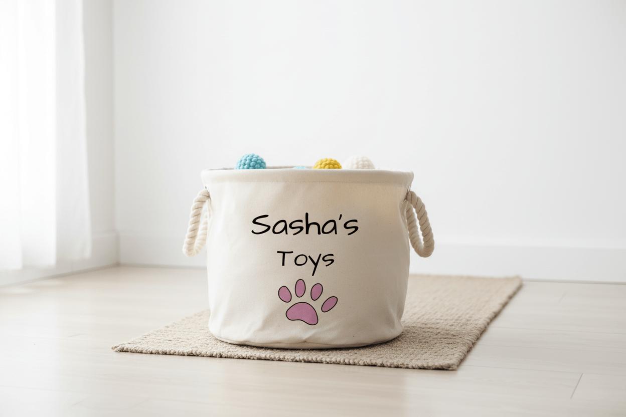 Personalised Dog Toy Storage Basket | Canvas Toy Trug - Mac and Lilly