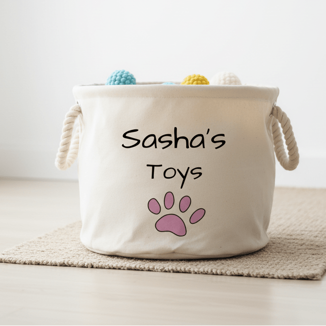 Personalised Dog Toy Storage Basket | Canvas Toy Trug - Mac and Lilly