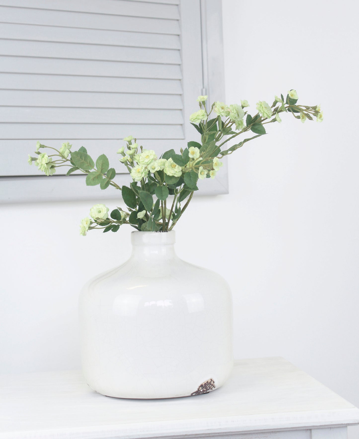 Laurel White Crackled Glazed Vase
