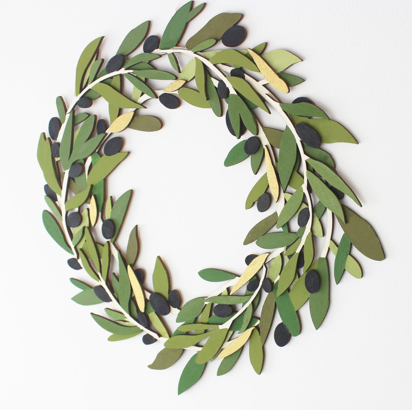 Purity Hand painted Wooden Olive Wreath