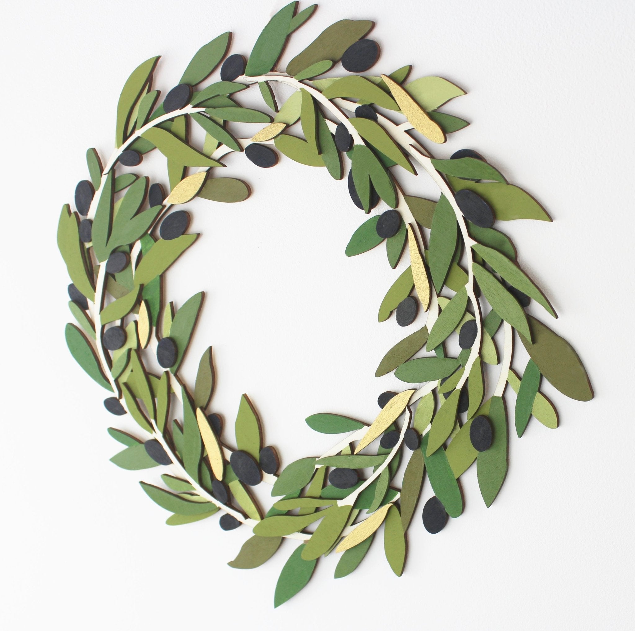 Hand painted Wooden Olive Wreath – Rustic Kitchen & Dining Wall Decor - Mac and Lilly