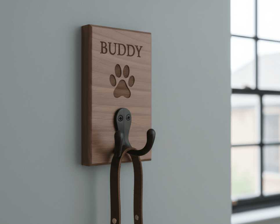 Personalised Slim Single Wall Hook | Oak or Walnut | Icon Collection - Mac and Lilly