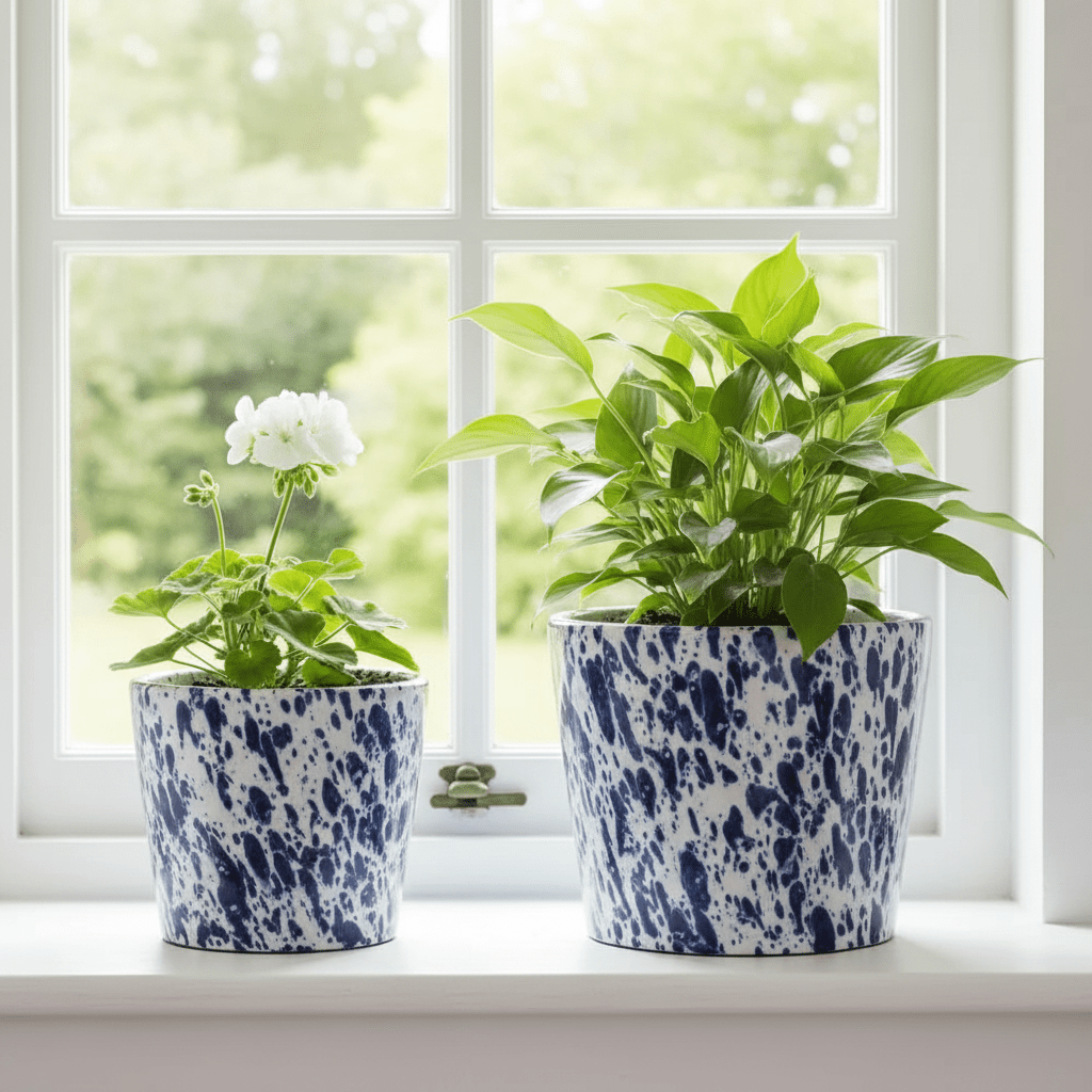Blue Splatter Ceramic Pot - Mac and Lilly