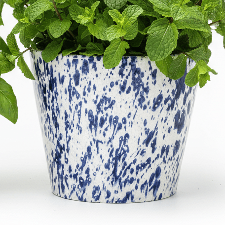 Blue Splatter Ceramic Pot - Mac and Lilly