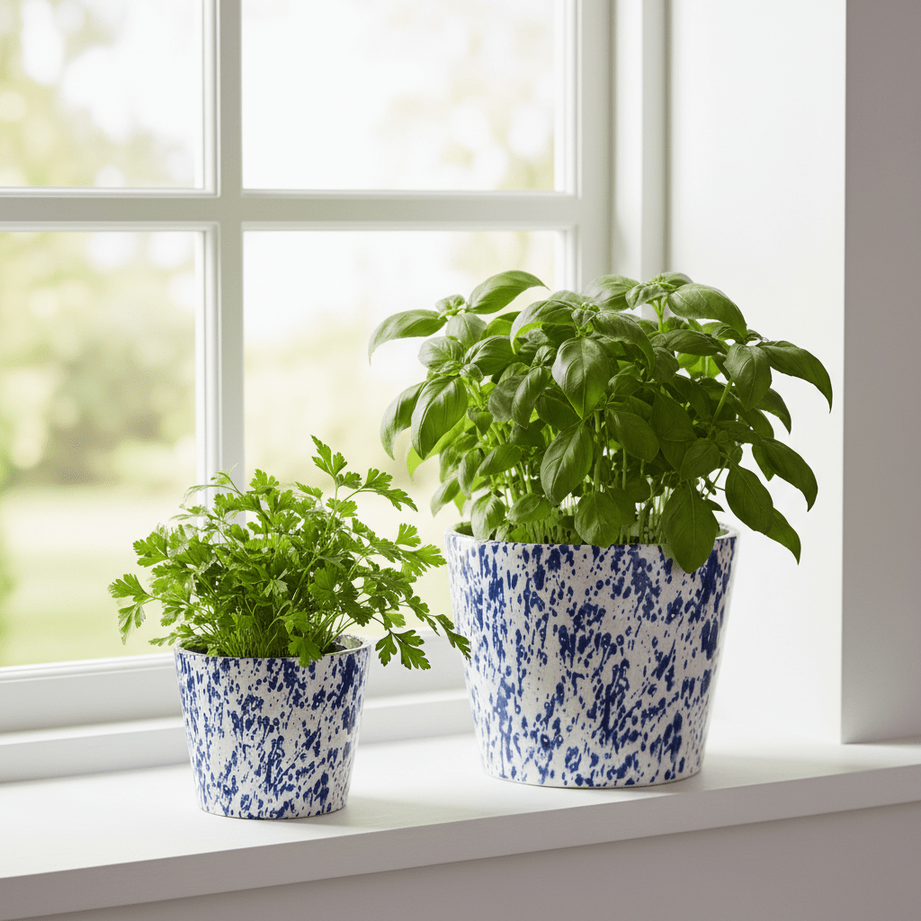 Blue Splatter Ceramic Pot - Mac and Lilly