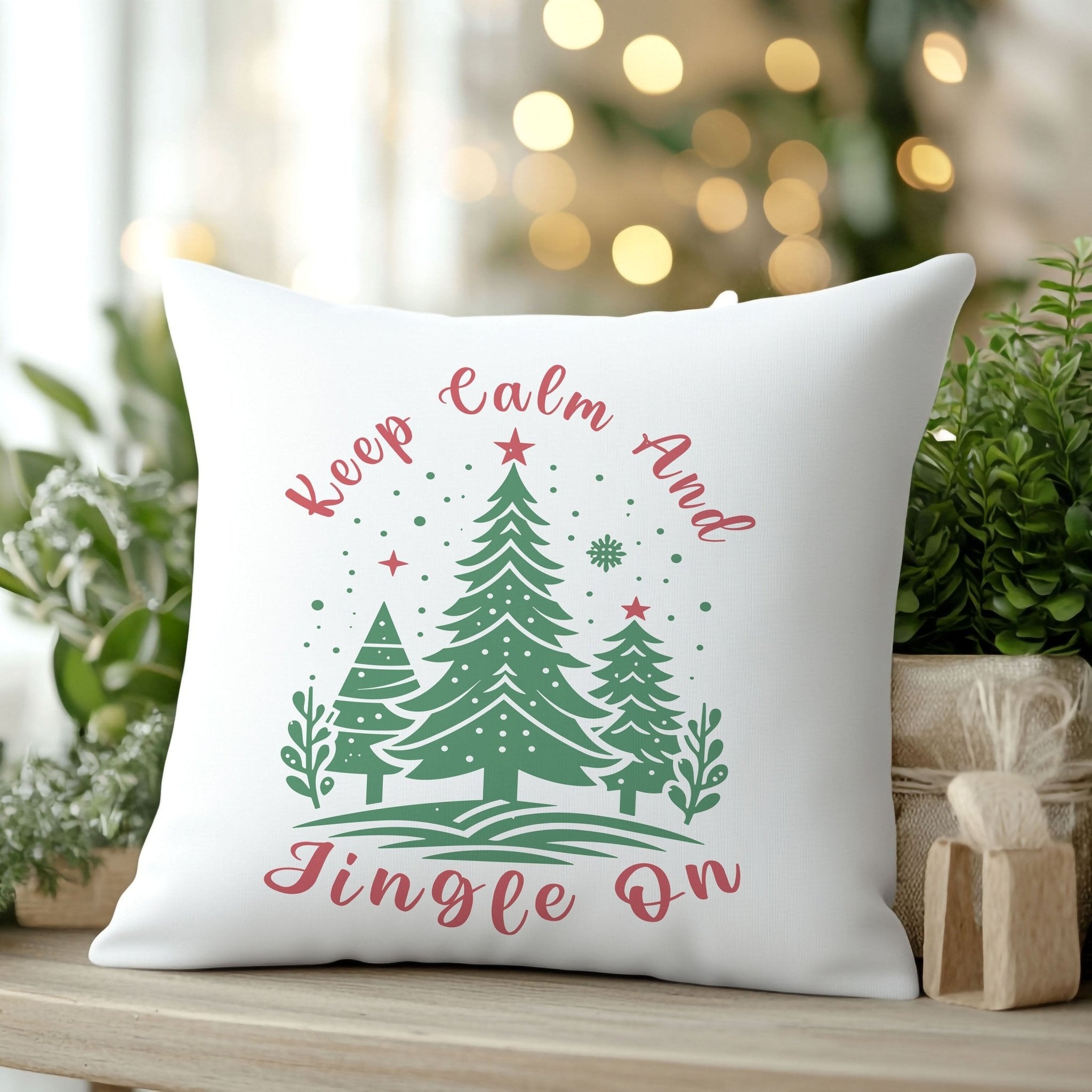 “Keep Calm and Jingle On” Christmas Cushion - Mac and Lilly
