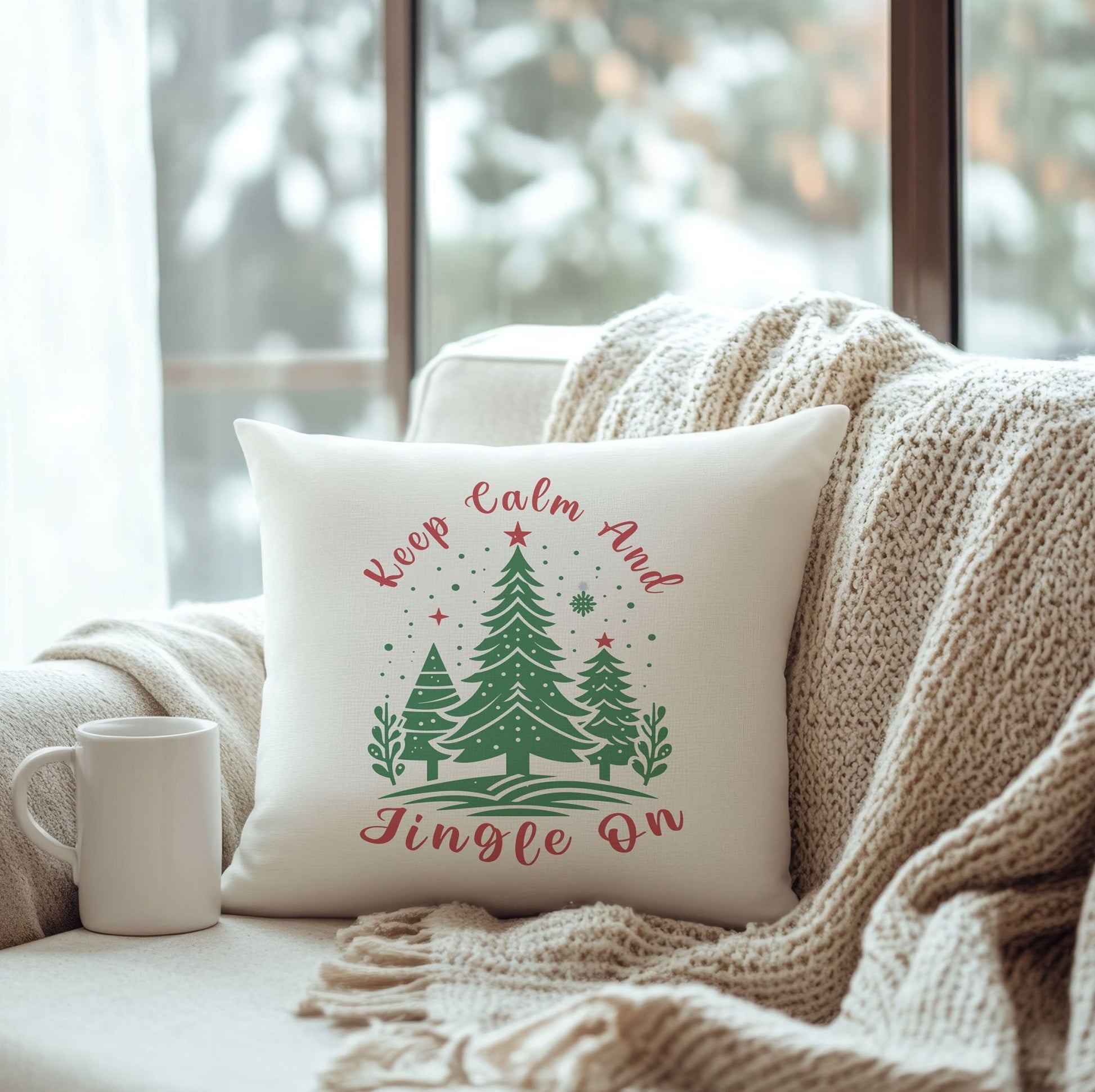 “Keep Calm and Jingle On” Christmas Cushion - Mac and Lilly
