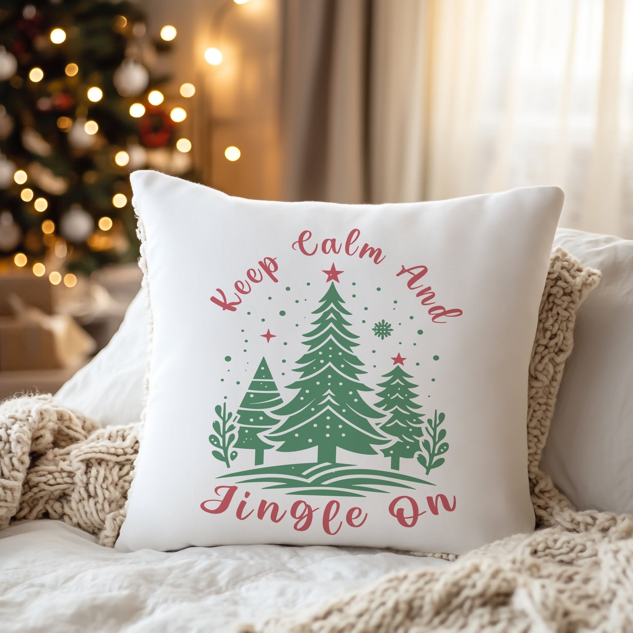 “Keep Calm and Jingle On” Christmas Cushion - Mac and Lilly