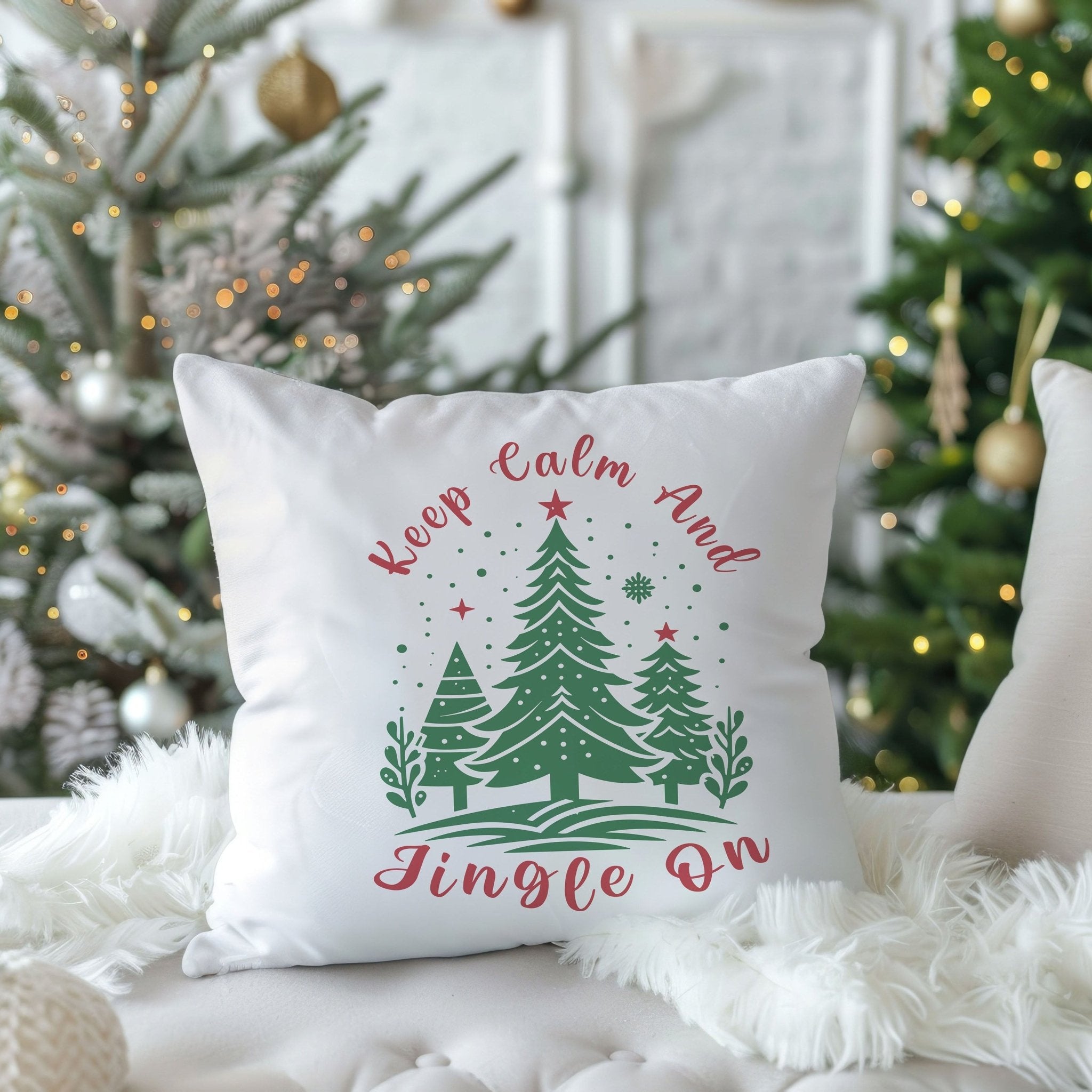“Keep Calm and Jingle On” Christmas Cushion - Mac and Lilly