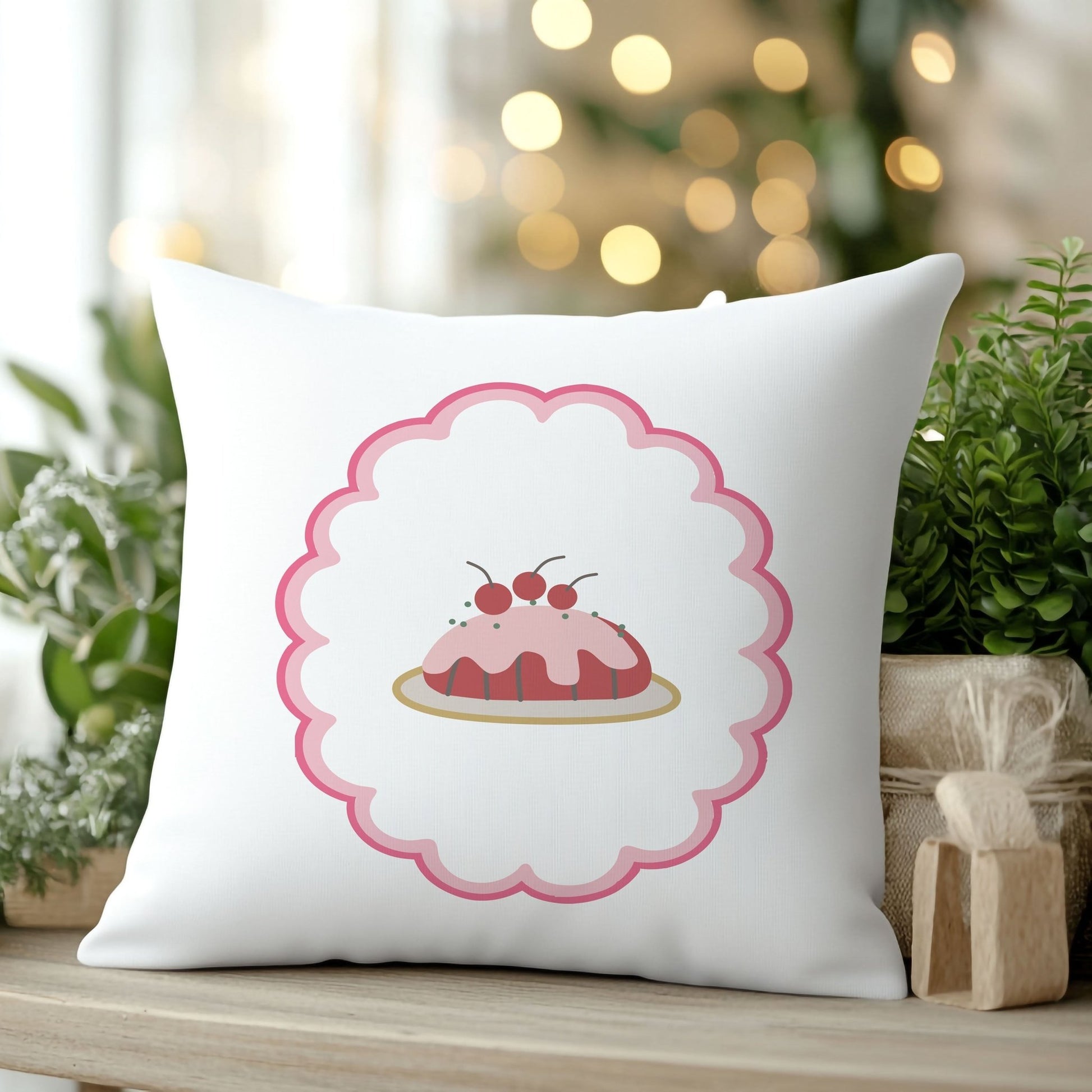Cherry Christmas Pudding Cushion - Mac and Lilly