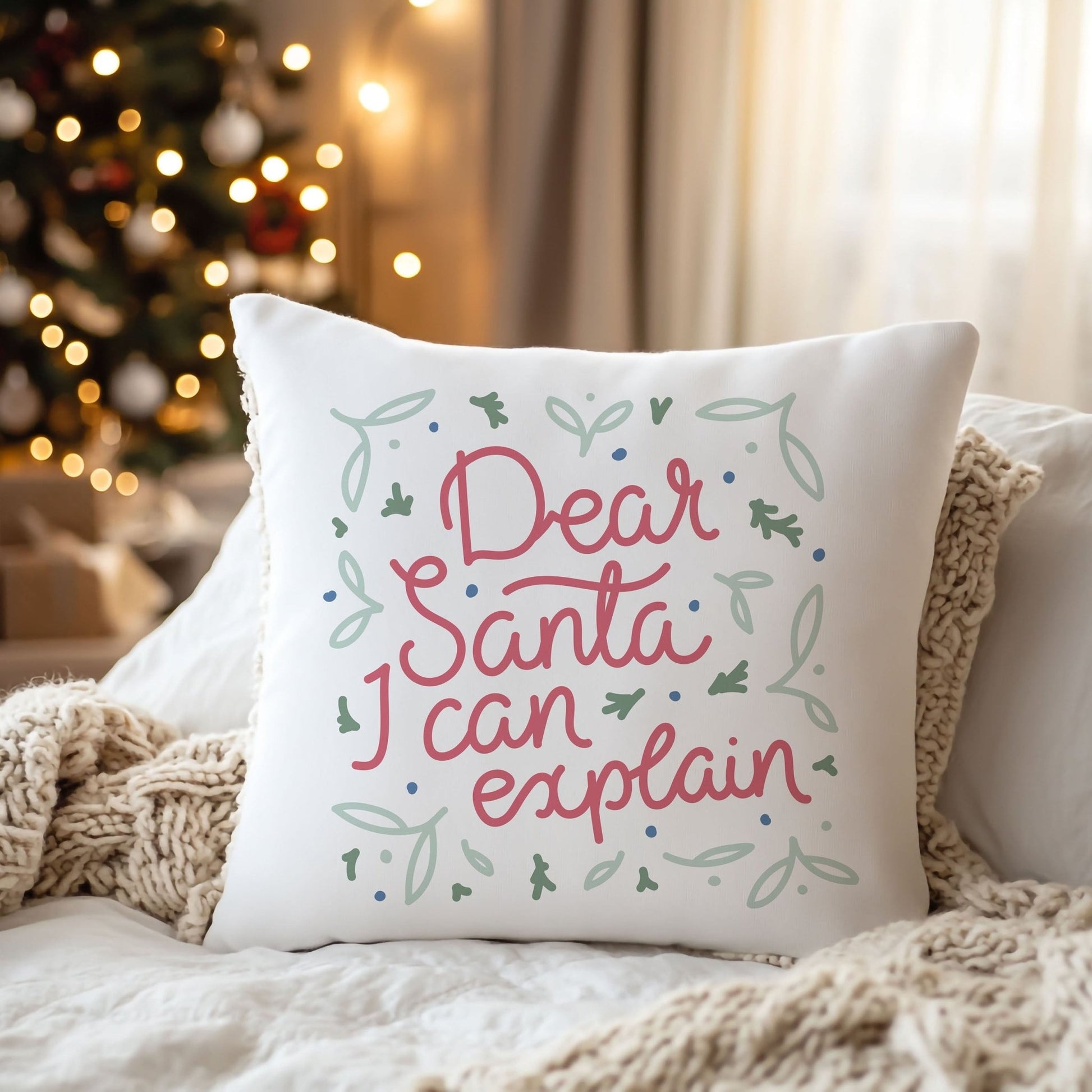 “Dear Santa, I Can Explain” Christmas Cushion - Mac and Lilly
