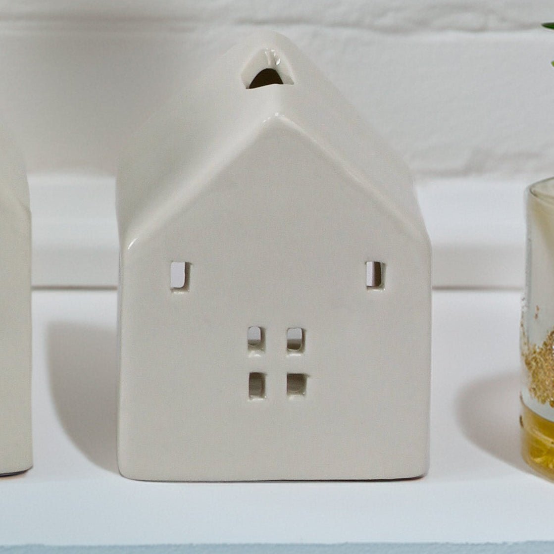 White Ceramic Tea Light Houses – Two Sizes - Mac and Lilly