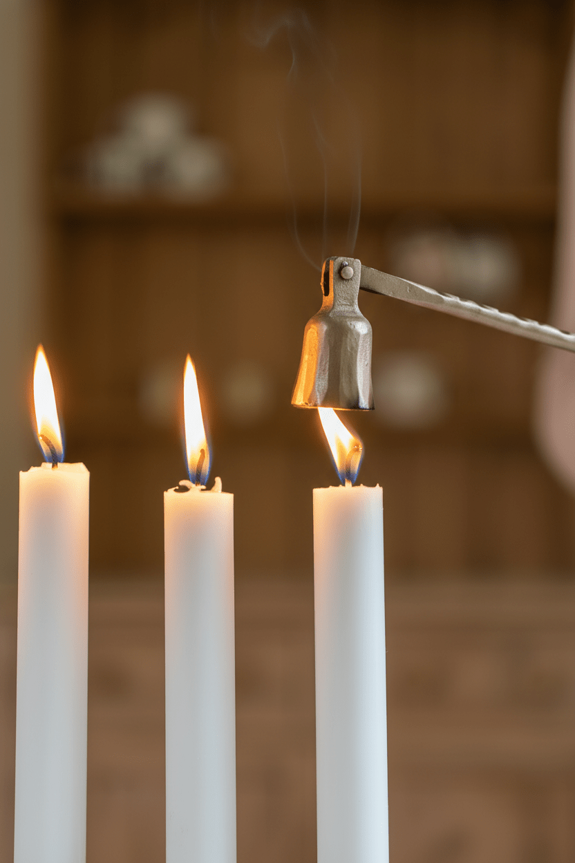 Brass Classic Long Arm Candle Snuffer - Hand Forged - Mac and Lilly