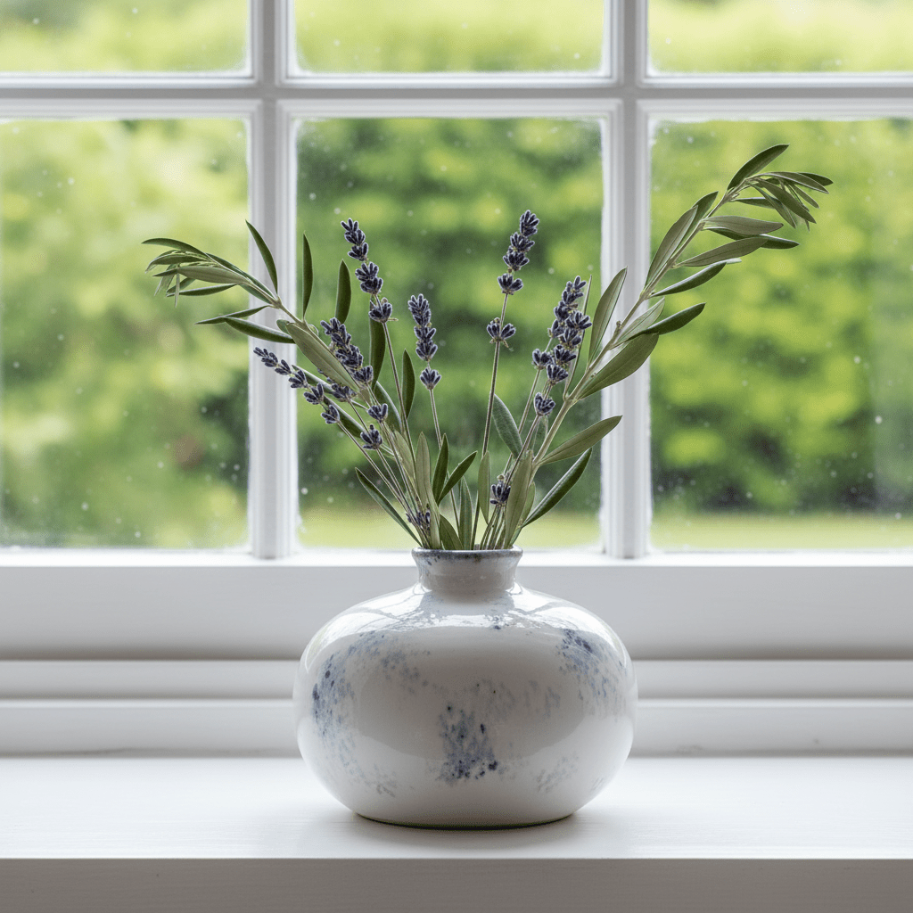 Cassis Short Stem Vase – Blue & White - Mac and Lilly