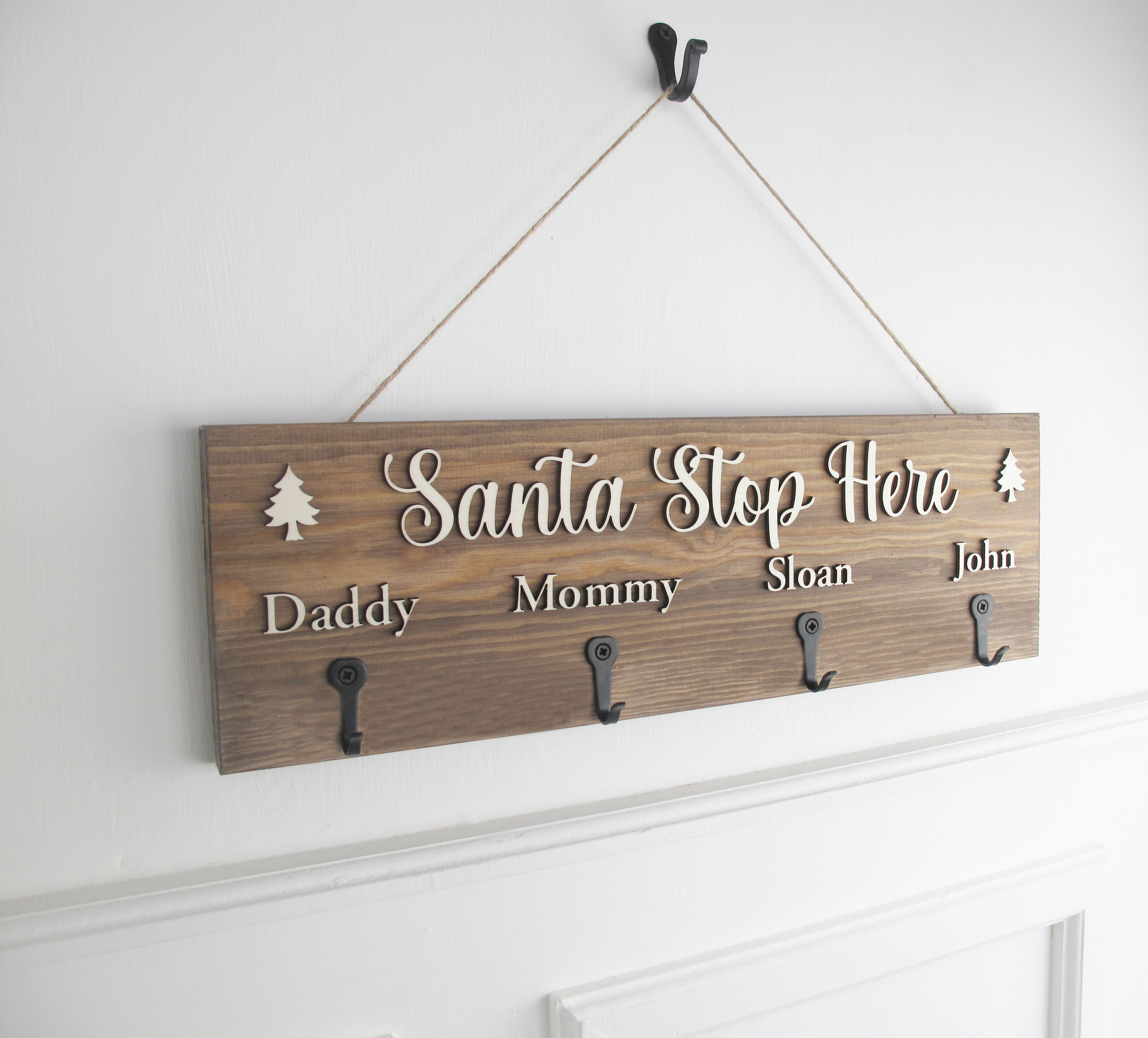 Personalised 'Santa Stop Here' Stocking Hanger