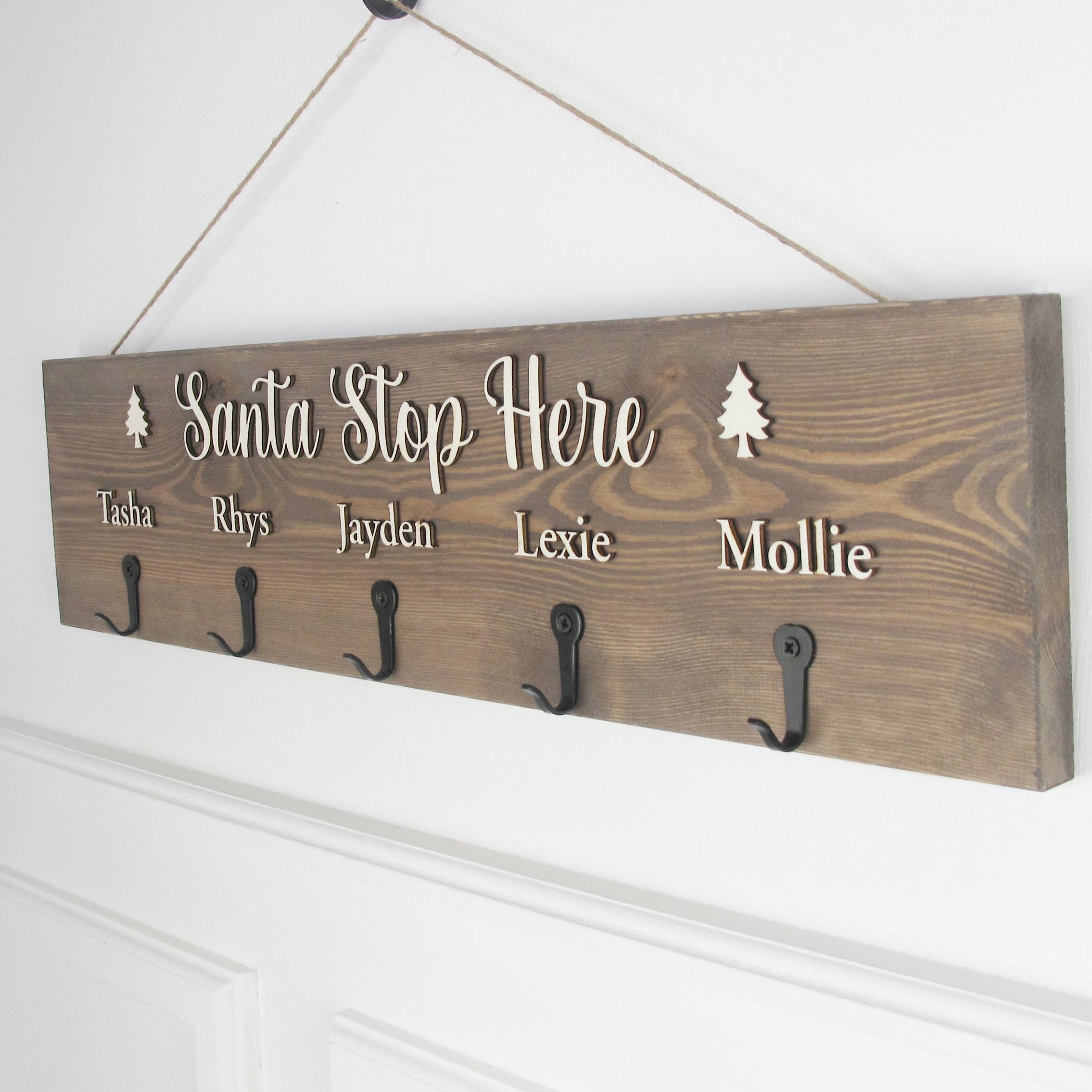 Personalised 'Santa Stop Here' Stocking Hanger