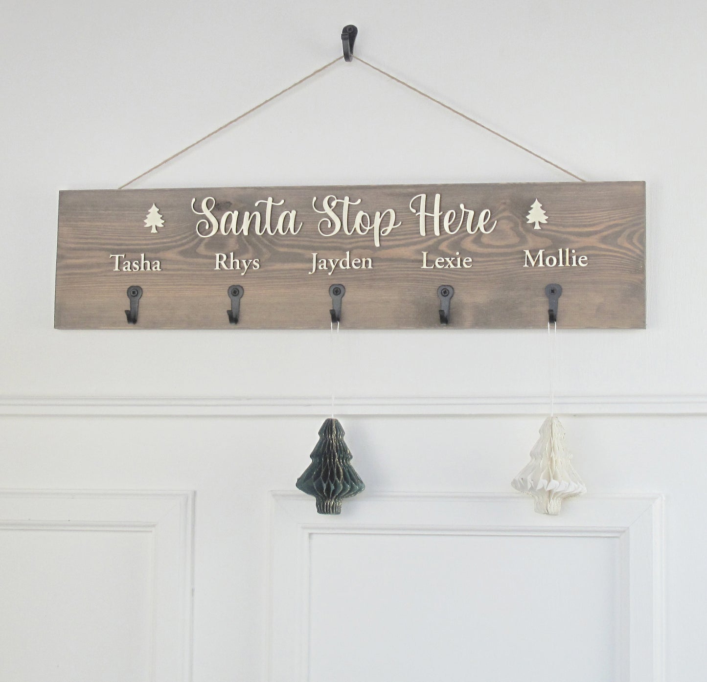 Personalised 'Santa Stop Here' Christmas Stocking Hanger'