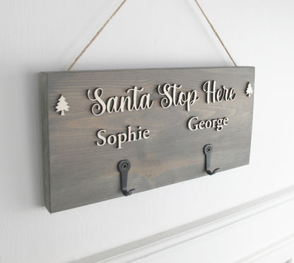 Personalised 'Santa Stop Here' Christmas Stocking Hanger'