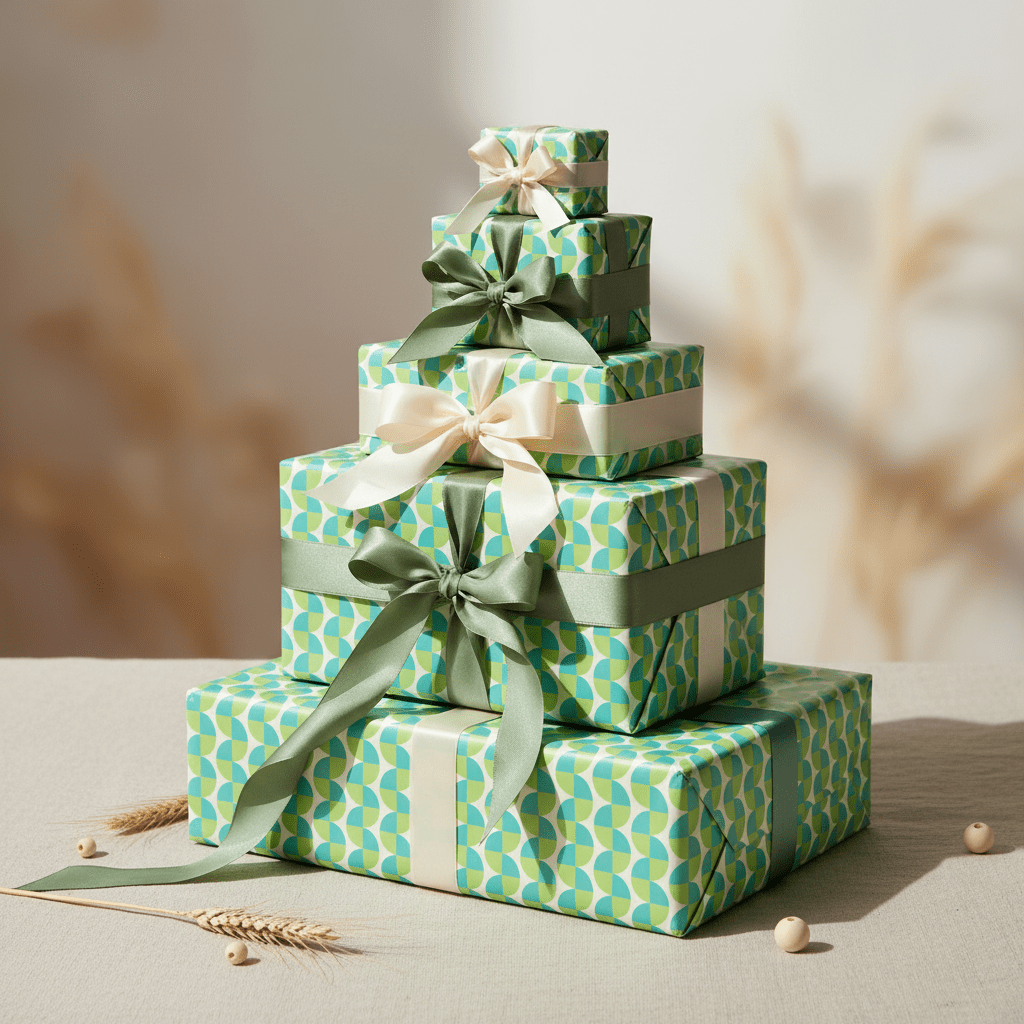 Green Abstract Design Gift Wrap Set - Mac and Lilly