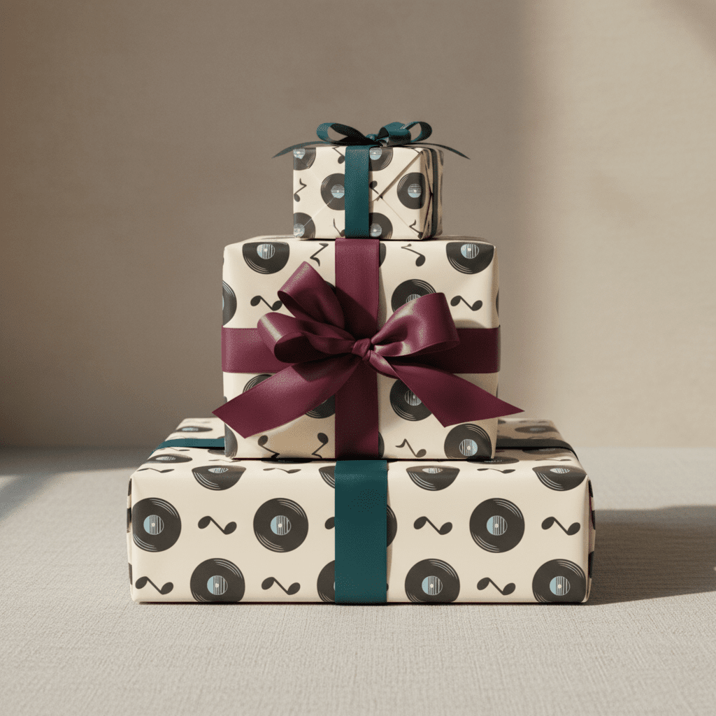 Vinyl Records Luxury Gift Wrap Set – Retro Music Design - Mac and Lilly