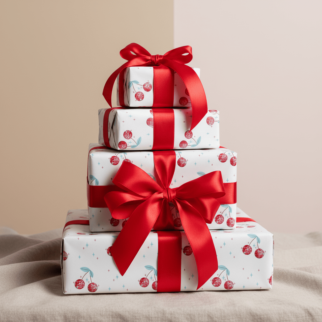 Disco Ball Cherry Wrapping Paper Set - Mac and Lilly