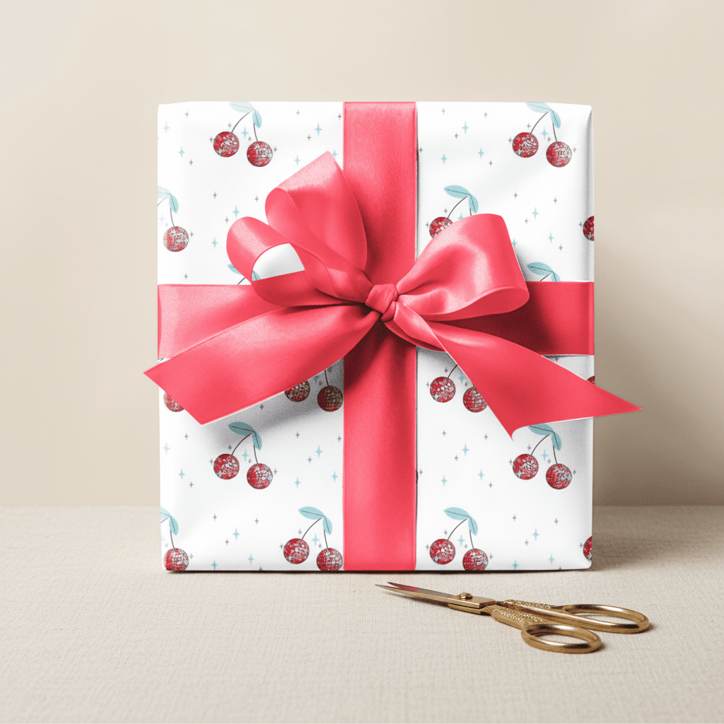 Disco Ball Cherry Wrapping Paper Set - Mac and Lilly