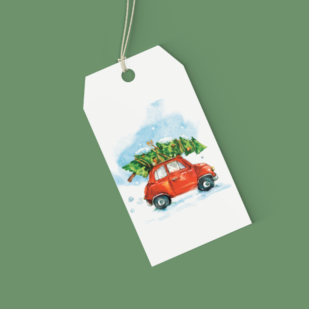 Matching Christmas Car gift tag