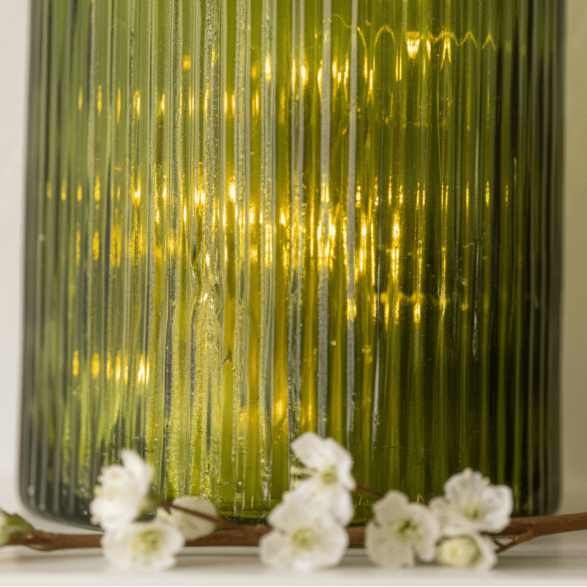 Tall Ribbed Hurricane Glass Candle Holder - Mac and Lilly