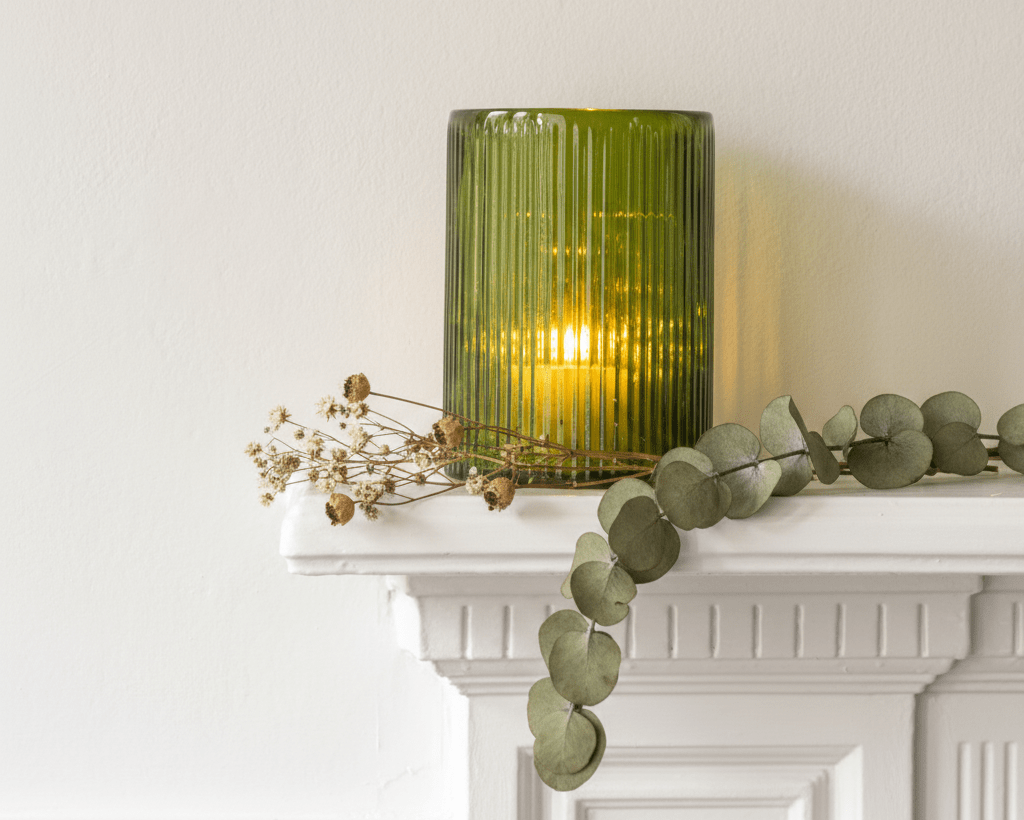 Tall Ribbed Hurricane Glass Candle Holder - Mac and Lilly