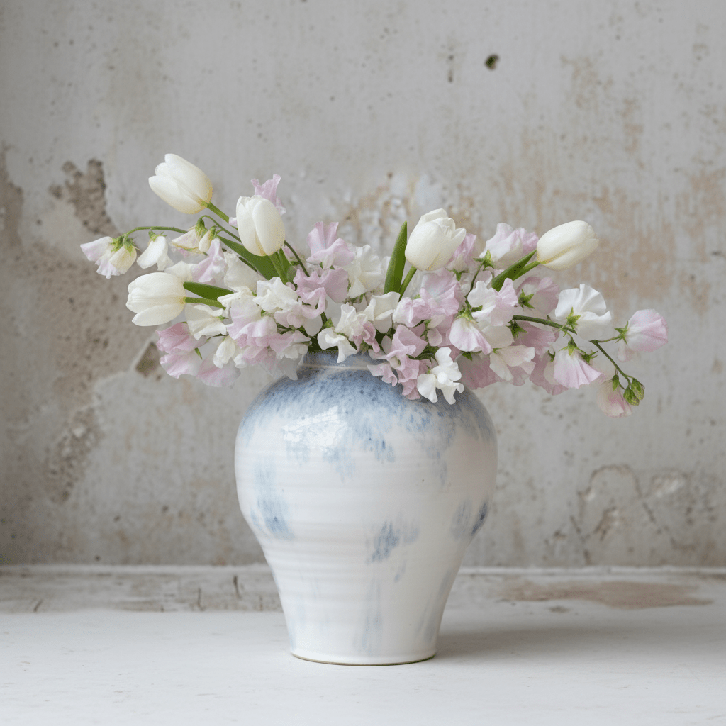 Cassis Stoneware Vase – Blue & White - Mac and Lilly