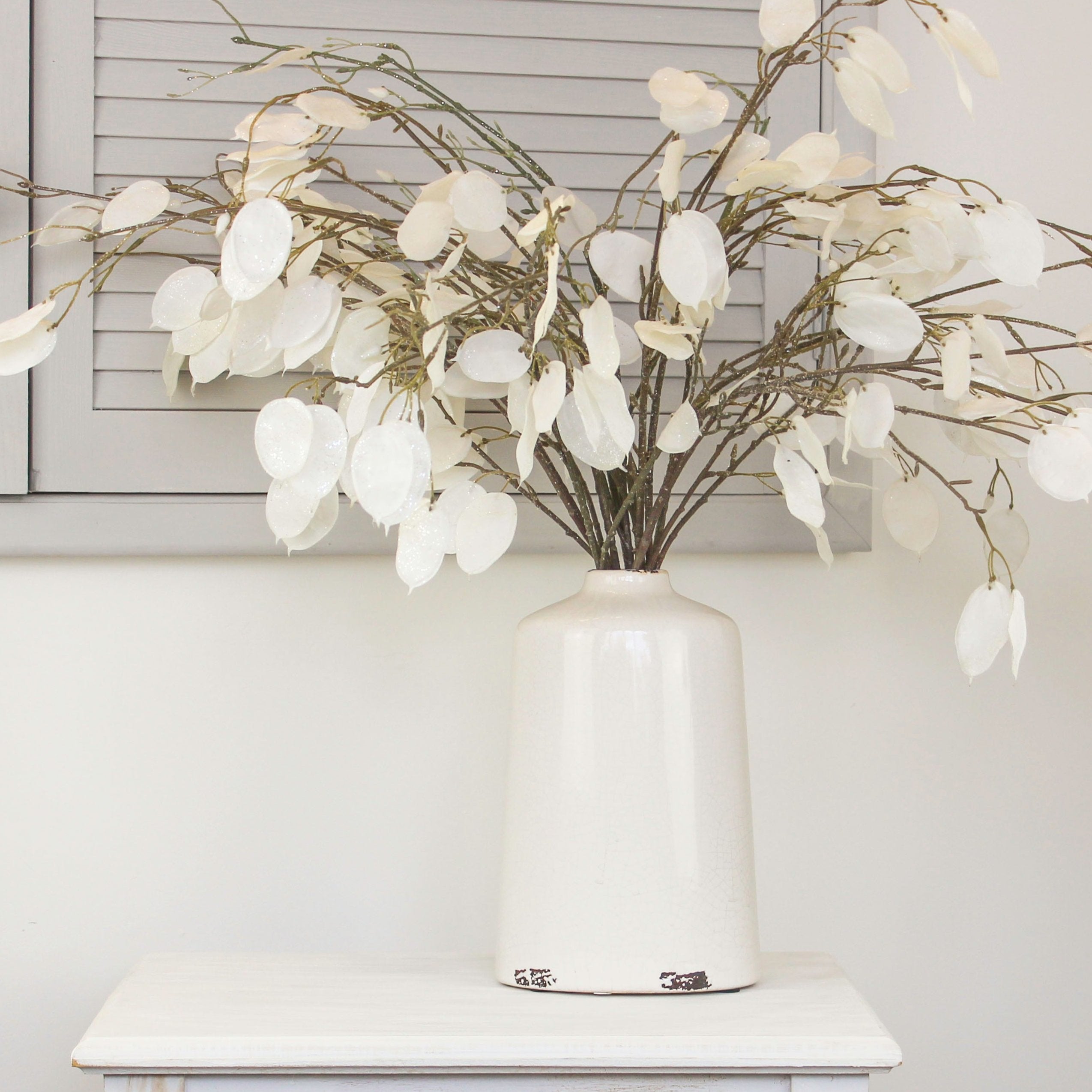 Lily White Crackled Glazed vase