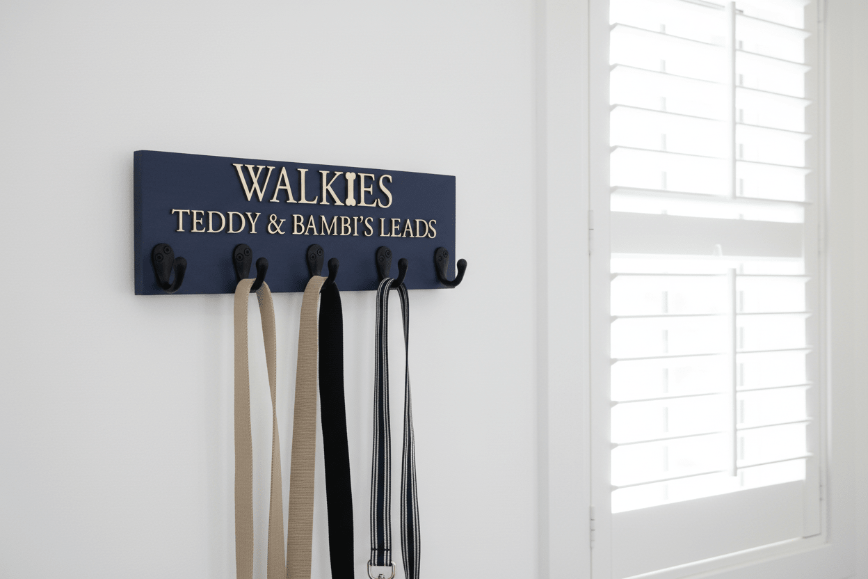 Personalised Dog Lead Hook | Solid Wood | Curated Painted Collection - Mac and Lilly