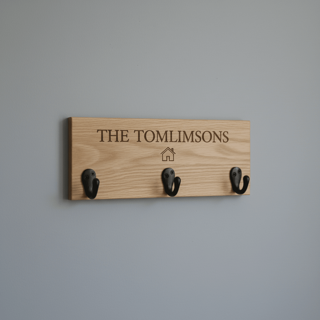 Personalised Family Coat Hook - Oak or Walnut - Mac and Lilly