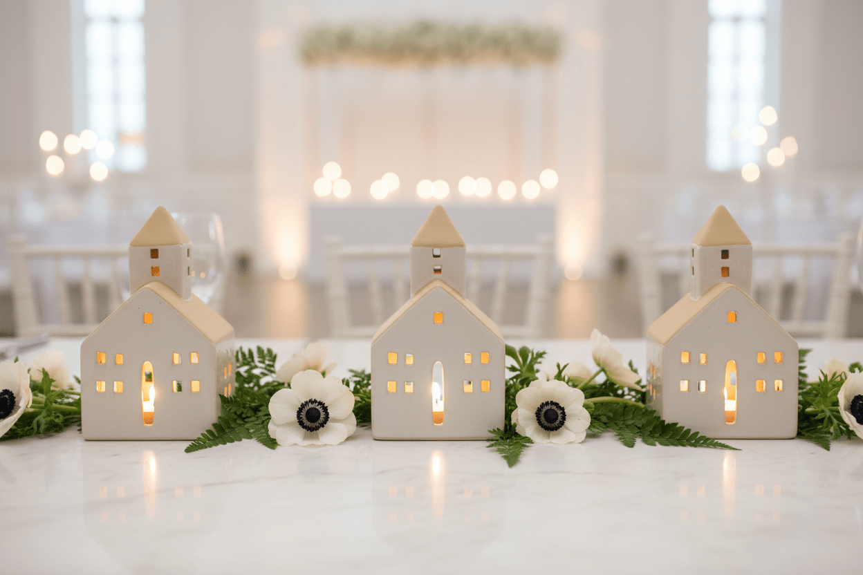 White Church House Ceramic Tea light Holder - Mac and Lilly