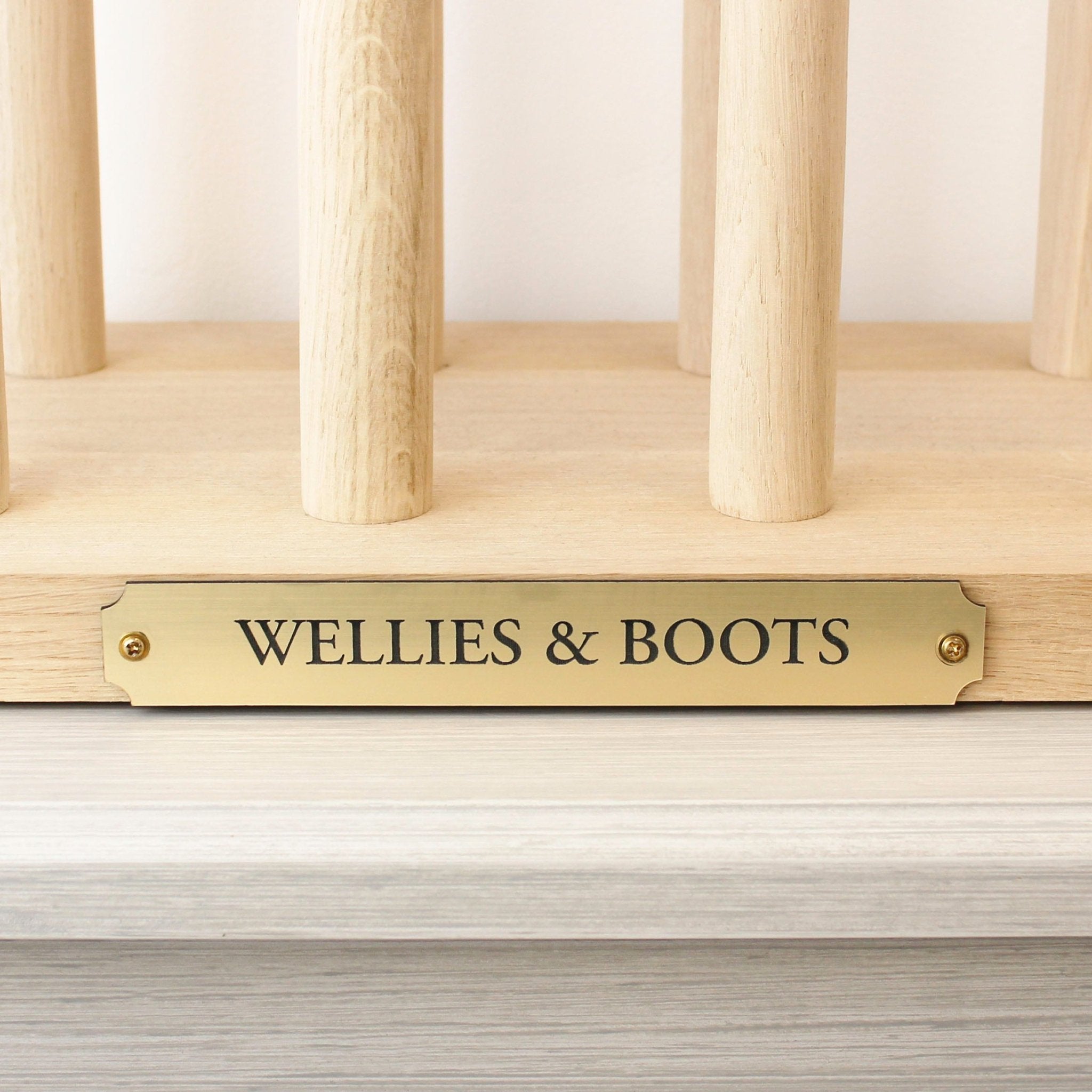 Personalised Solid Oak Welly Boot Rack - Mac and Lilly