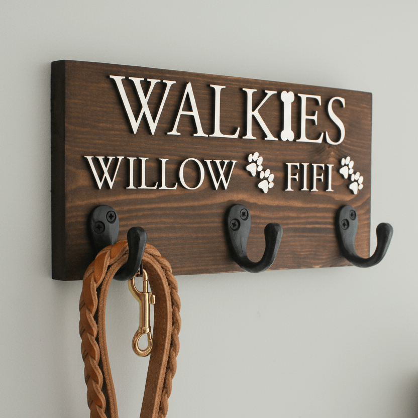Personalised 'WALKIE'S' Dog Lead Hook - Mac and Lilly