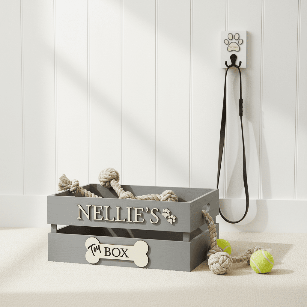 Personalised Dog Lead Hook with Coloured Surround - Mac and Lilly