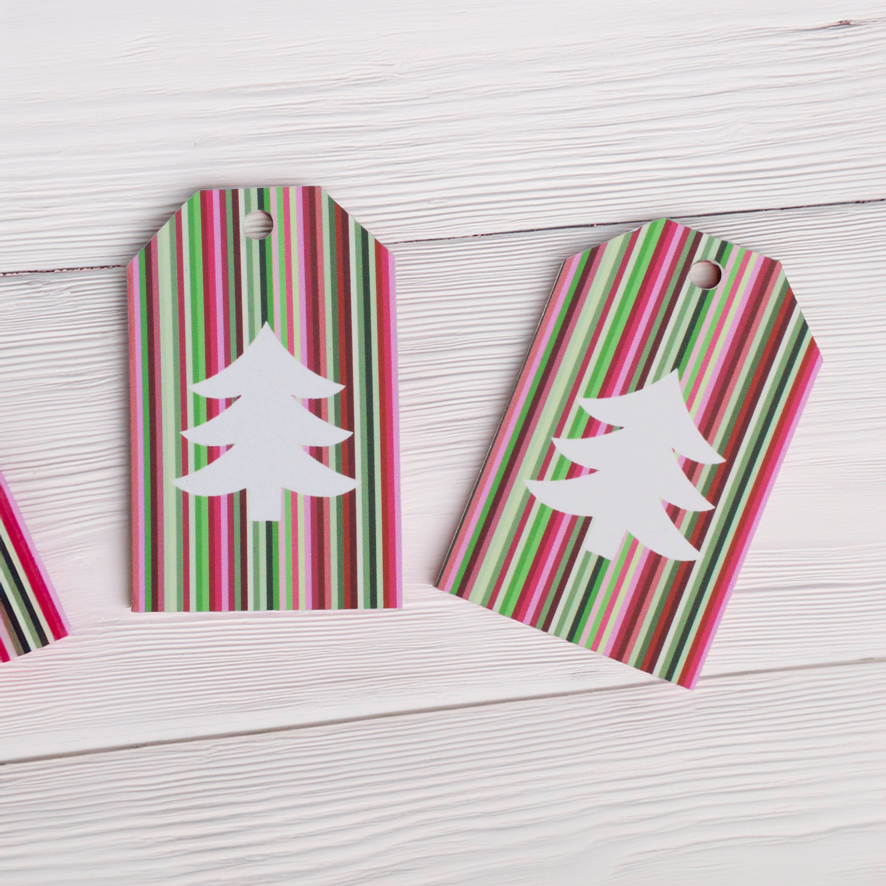Festive Stripe Christmas Tree Gift Wrapping Paper